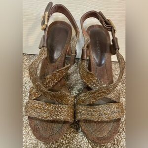 BUCCO Capensis Ariel Brown Platform Leather Wedge Sandals Womens Size 8.5